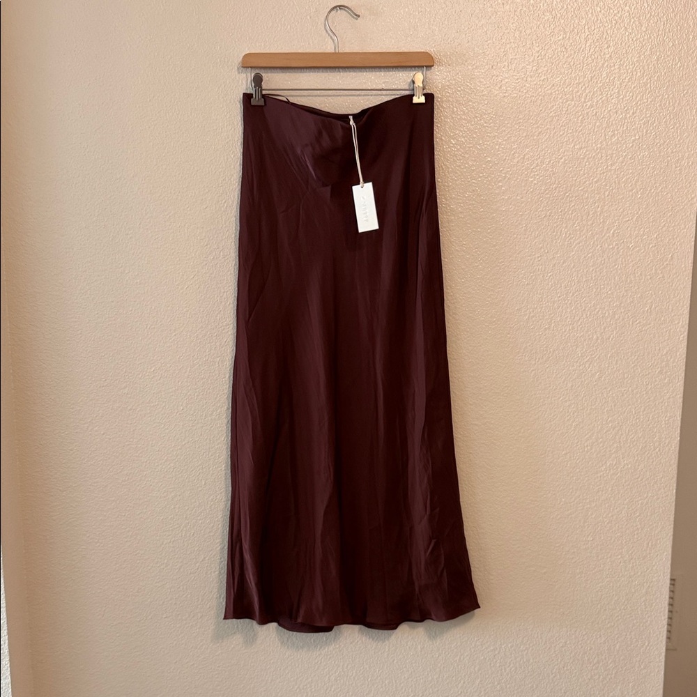 Z Supply Wine Silky Midi Skirt